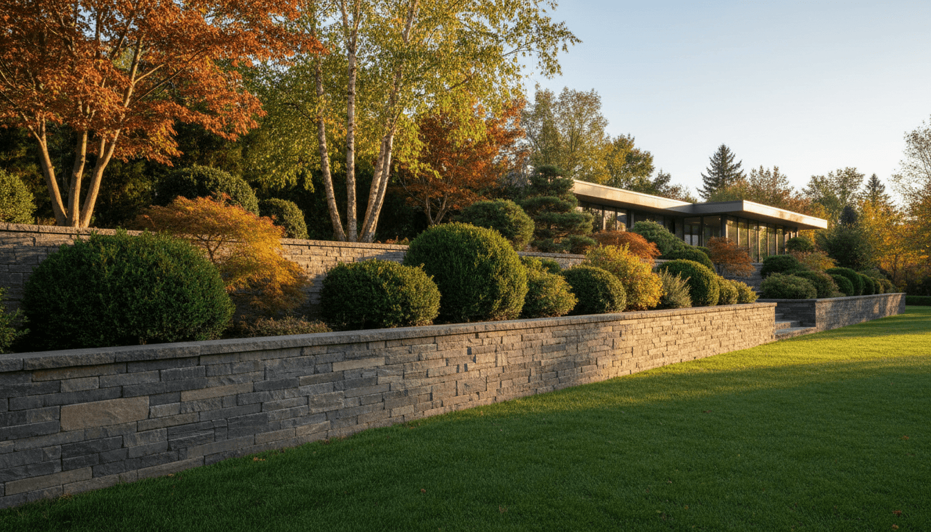 Retaining wall with integrated landscape design