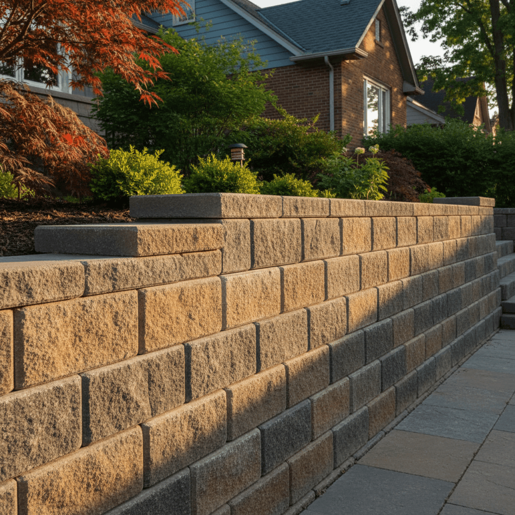 Professional retaining wall construction with precision joinery and modern design